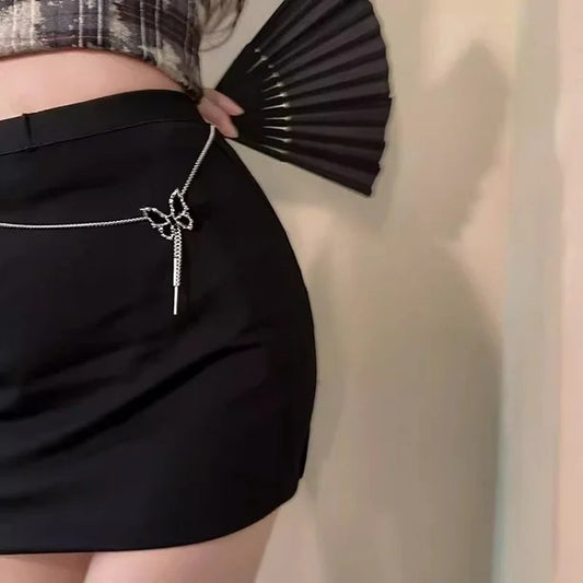 Adjustable Black Butterfly Long Chain Necklace