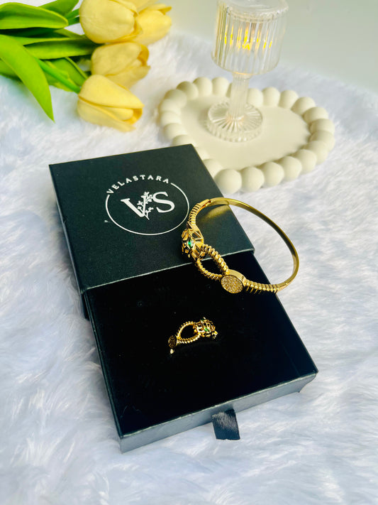 Golden Jaguar Bracelet and Ring Combo
