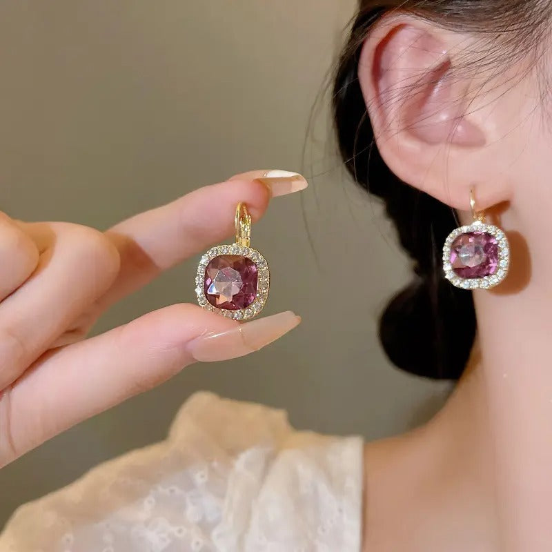 Vintage Square Crystals Drop Earrings