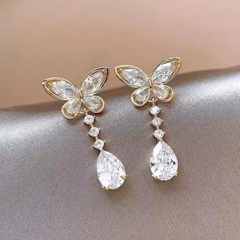 Butterfly Crytal Drop Earrings