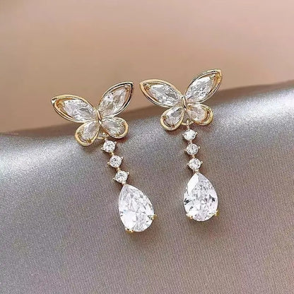 Butterfly Crytal Drop Earrings