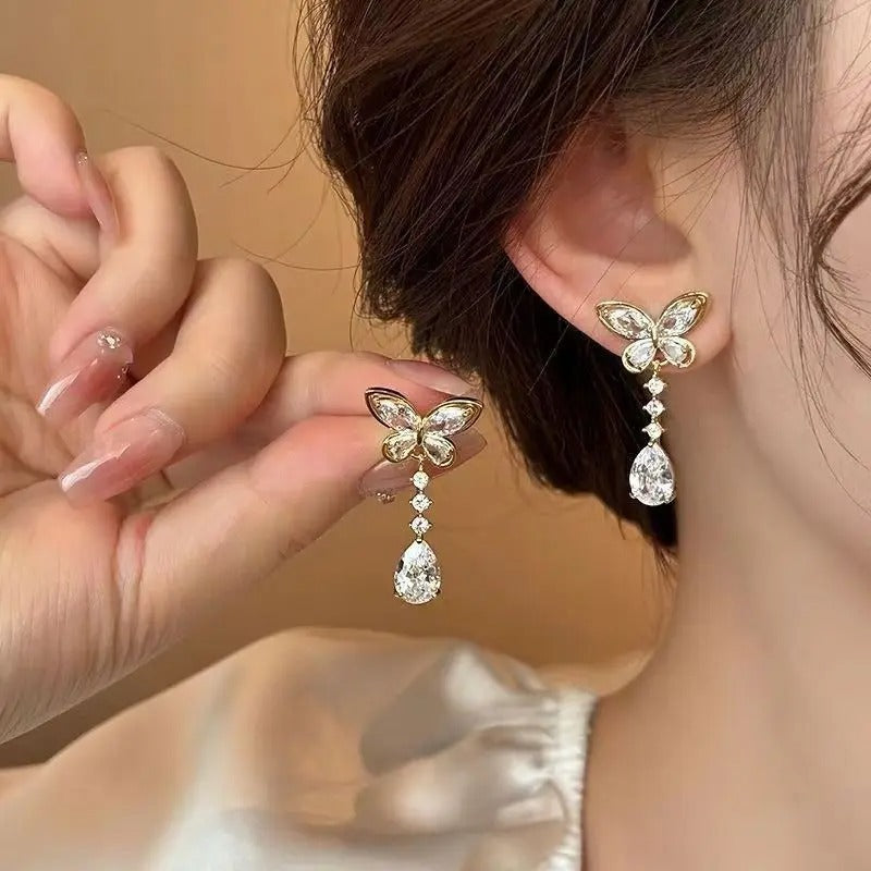 Butterfly Crytal Drop Earrings