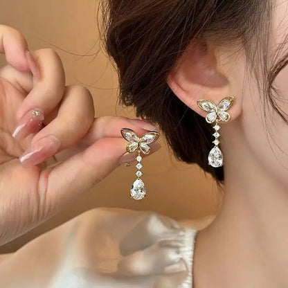 Butterfly Crytal Drop Earrings