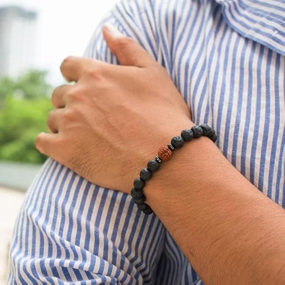 🔥 Divine Lava Rudraksha Bracelet | Power of Balance & Spiritual Strength