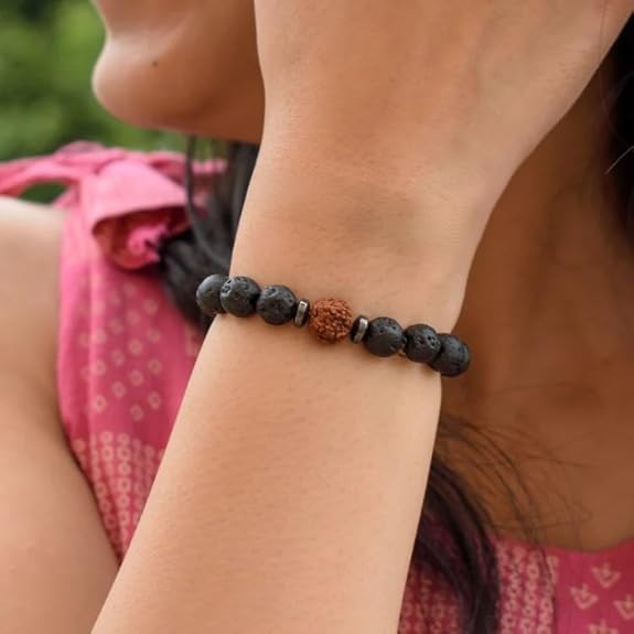🔥 Divine Lava Rudraksha Bracelet | Power of Balance & Spiritual Strength