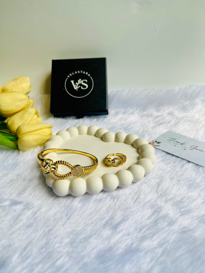 Golden Jaguar Bracelet and Ring Combo