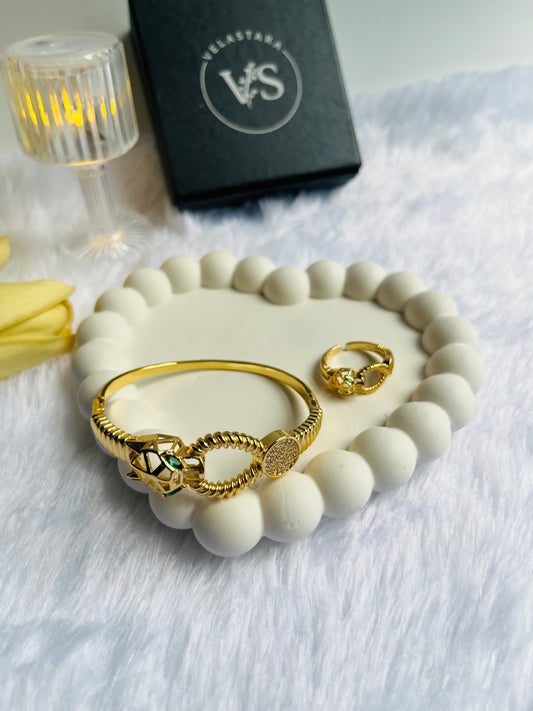 Golden Jaguar Bracelet and Ring Combo