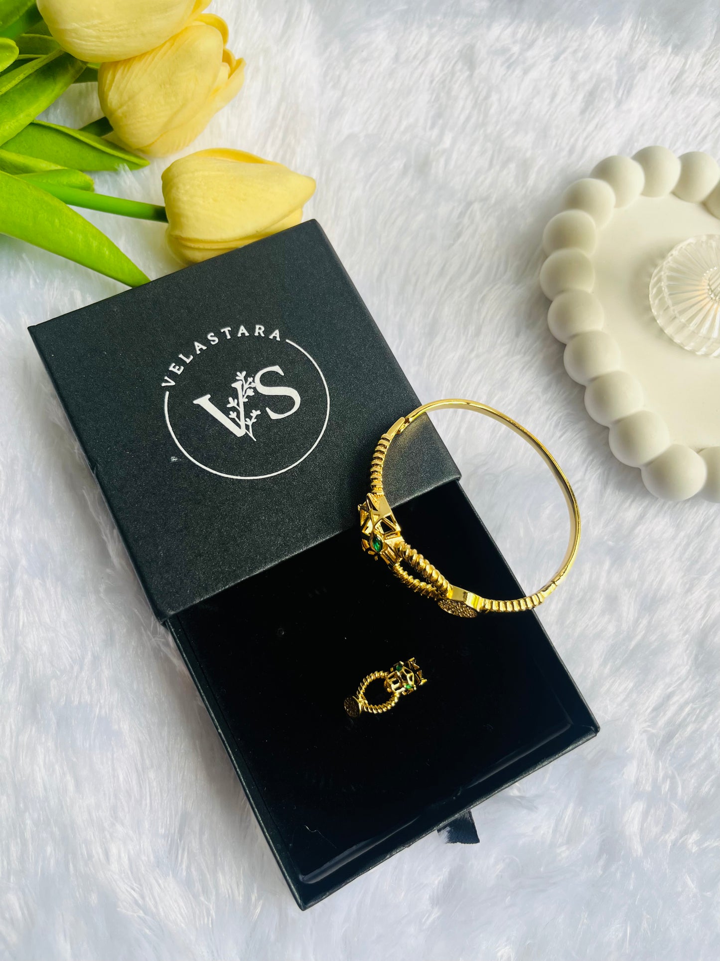 Golden Jaguar Bracelet and Ring Combo