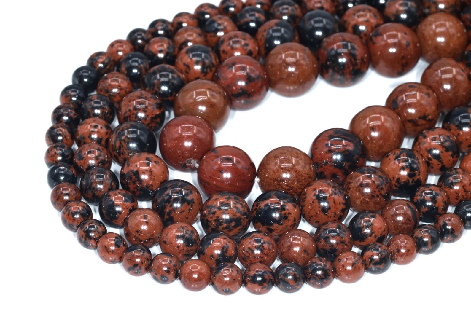 🖤 Mahogany Obsidian Gemstone Beads Strand