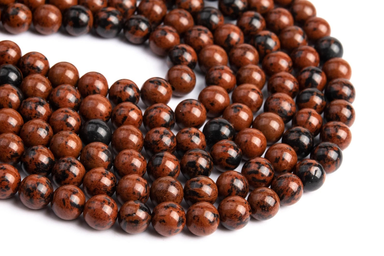 🖤 Mahogany Obsidian Gemstone Beads Strand