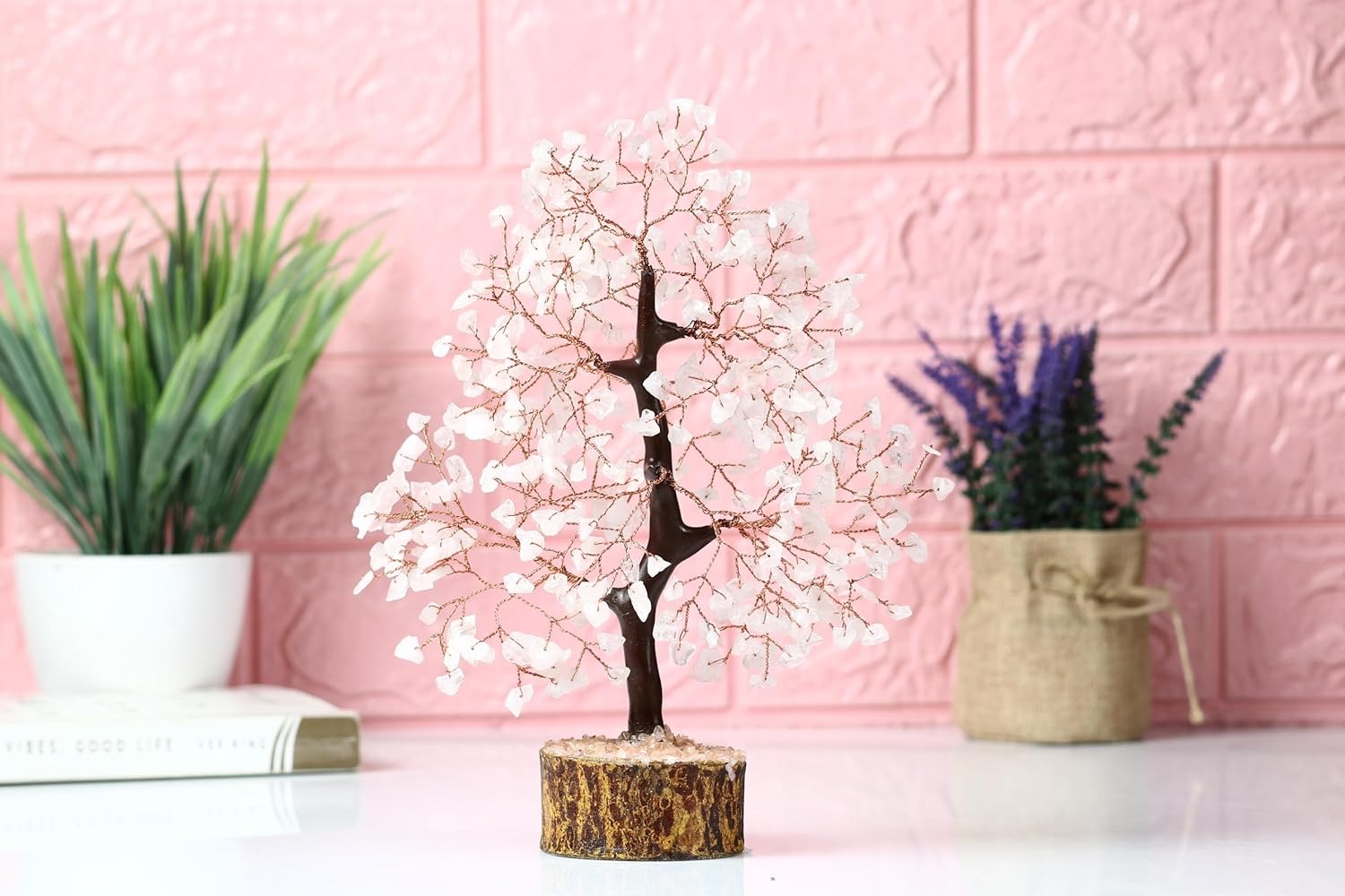 🌸 Rose Quartz Crystal Tree