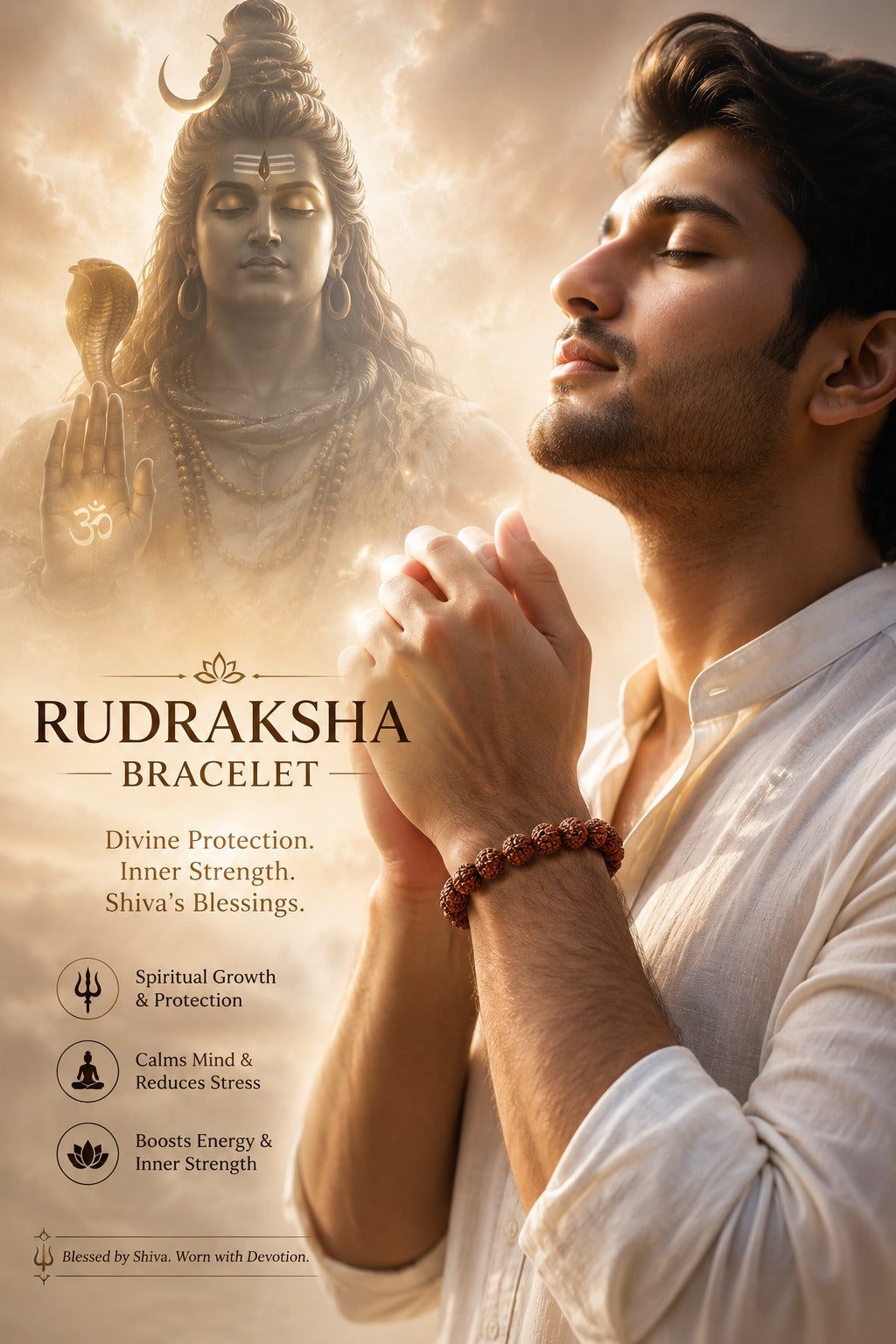 🕉️ 5 Mukhi Rudraksha Bracelet | Spiritual Essence of Focus & Growth