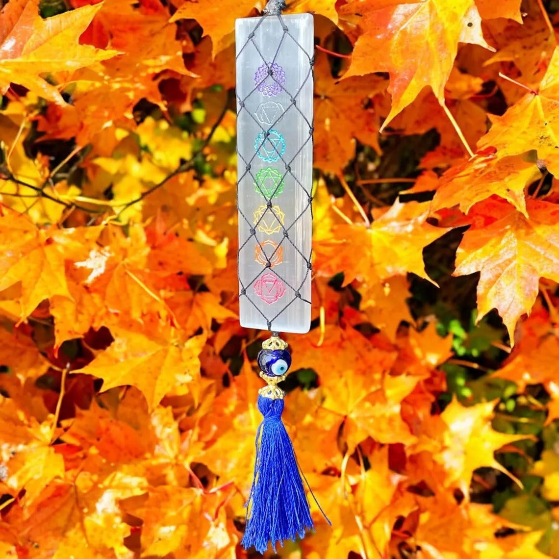 🧿 Selenite Chakra with Evil Eye Hanger