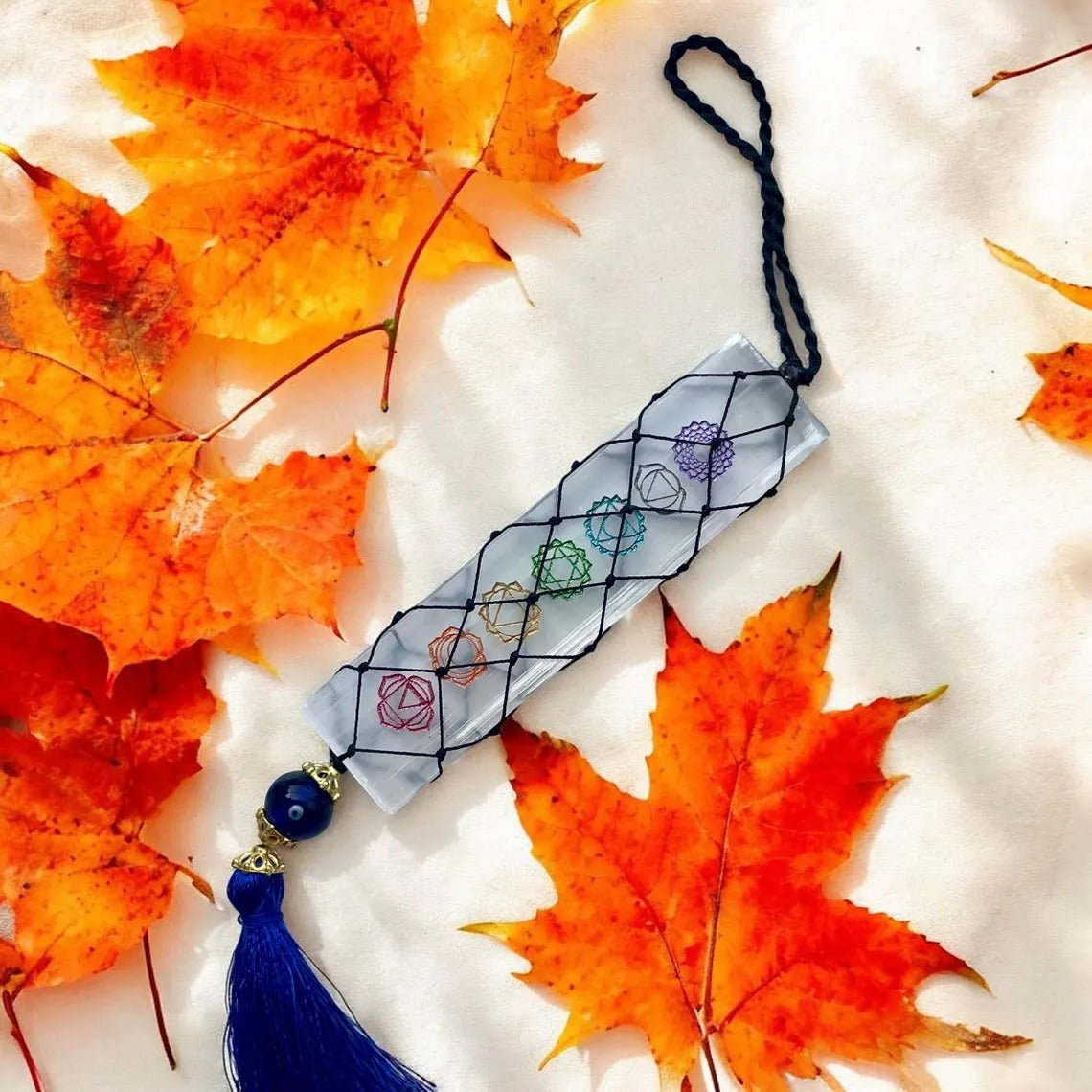 🧿 Selenite Chakra with Evil Eye Hanger