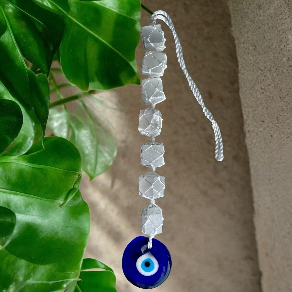 🧿 Selenite with Evil Eye Protection Hanger