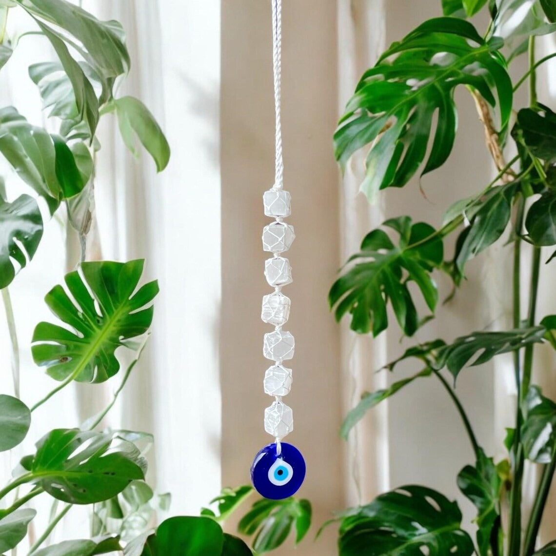 🧿 Selenite with Evil Eye Protection Hanger