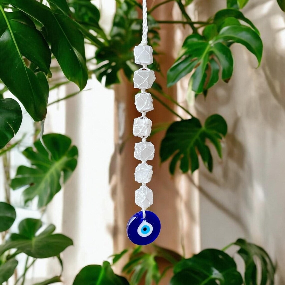 🧿 Selenite with Evil Eye Protection Hanger