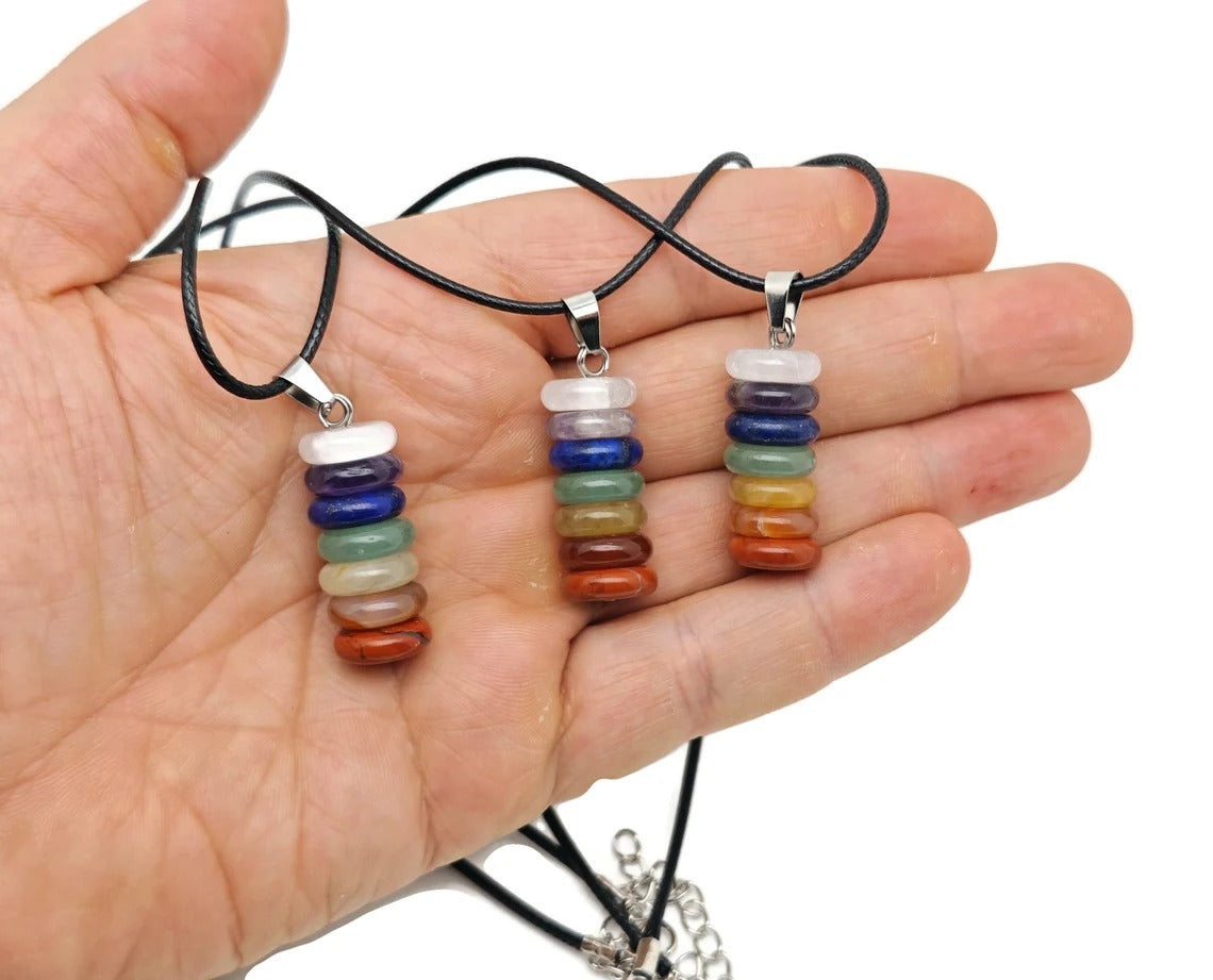 🌈 Seven Chakra Bonded Healing Pendant  Energy Balance & Spiritual Power