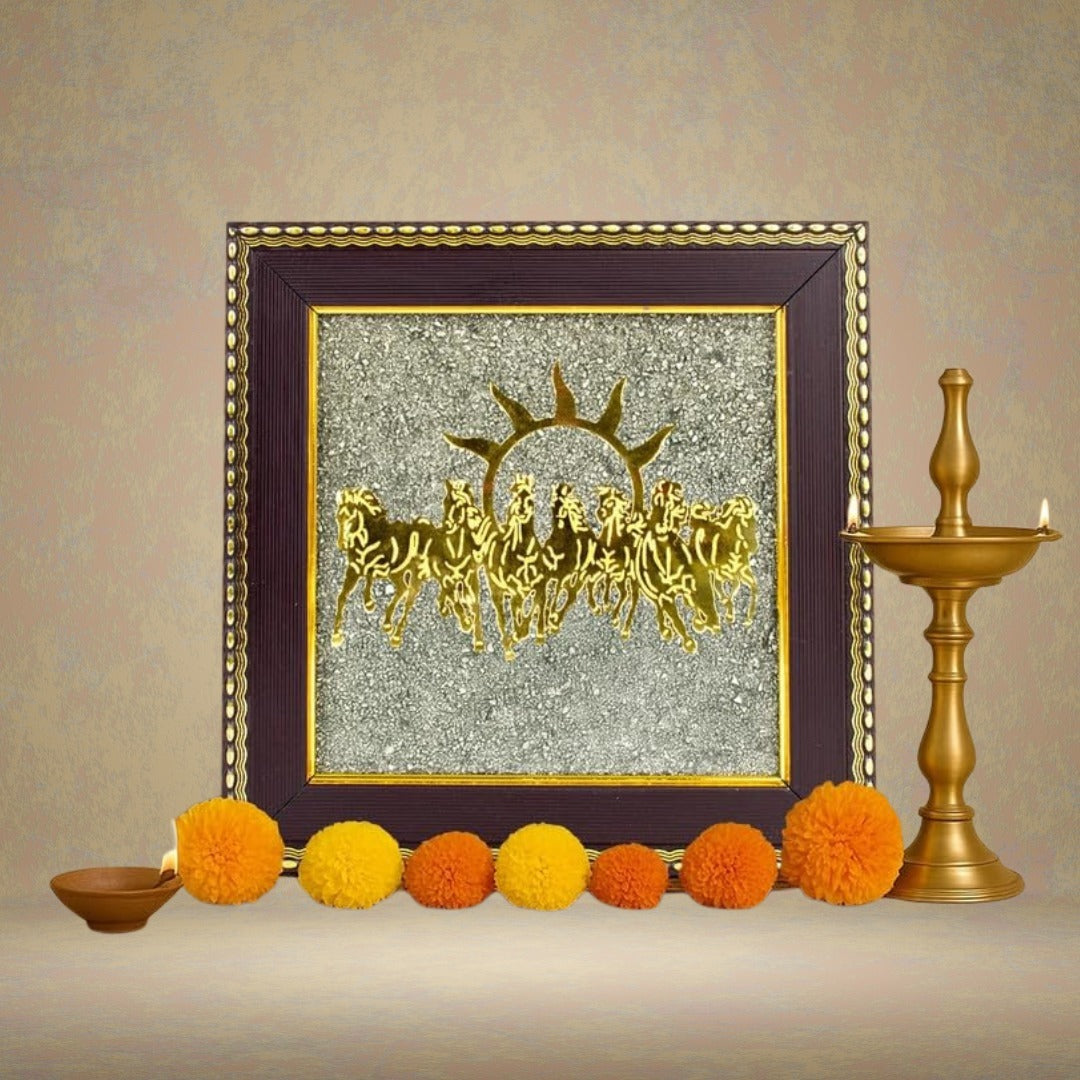 🐎 Seven Horses on Raw Pyrite Frame