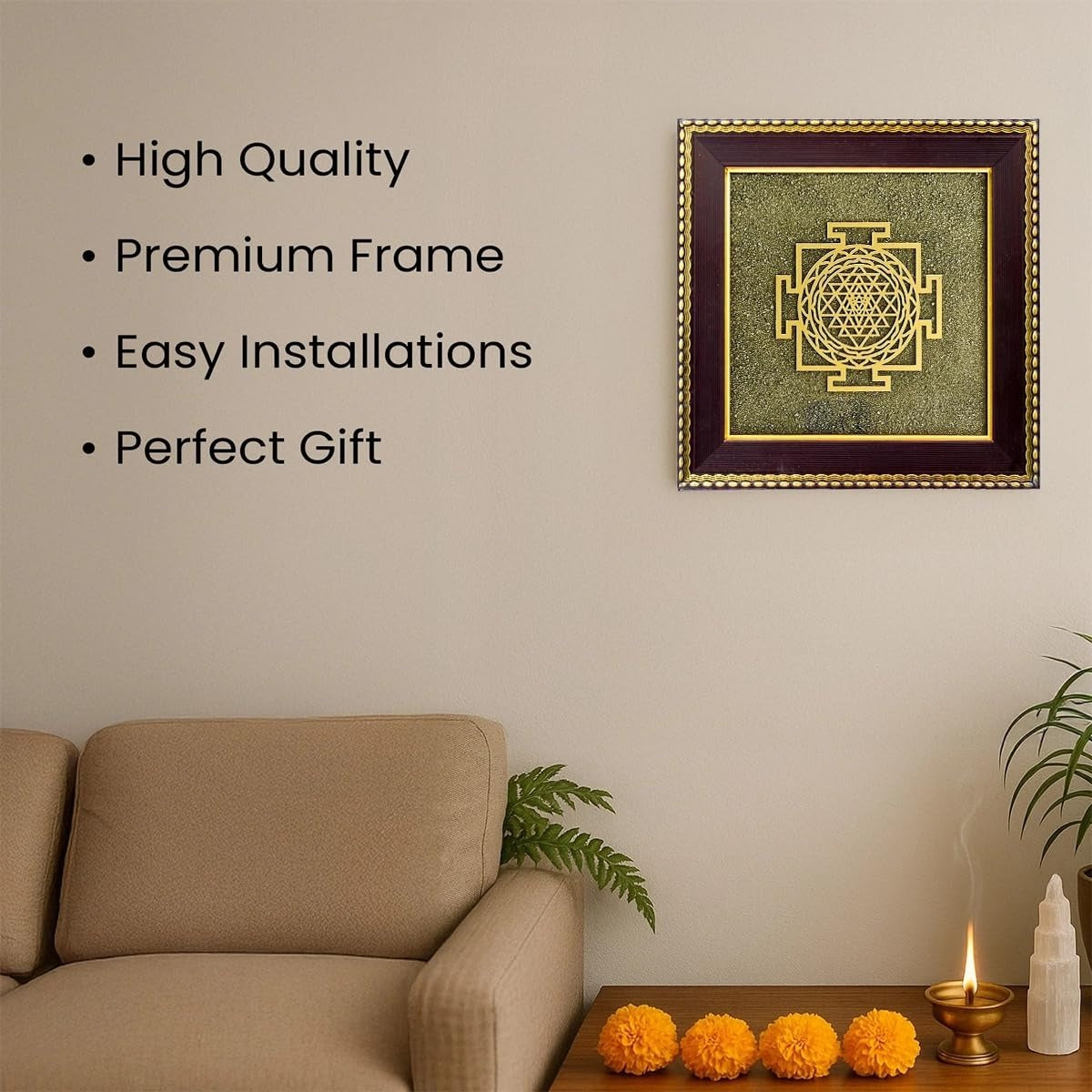 ✨ Shree Yantra on Raw Pyrite Frame
