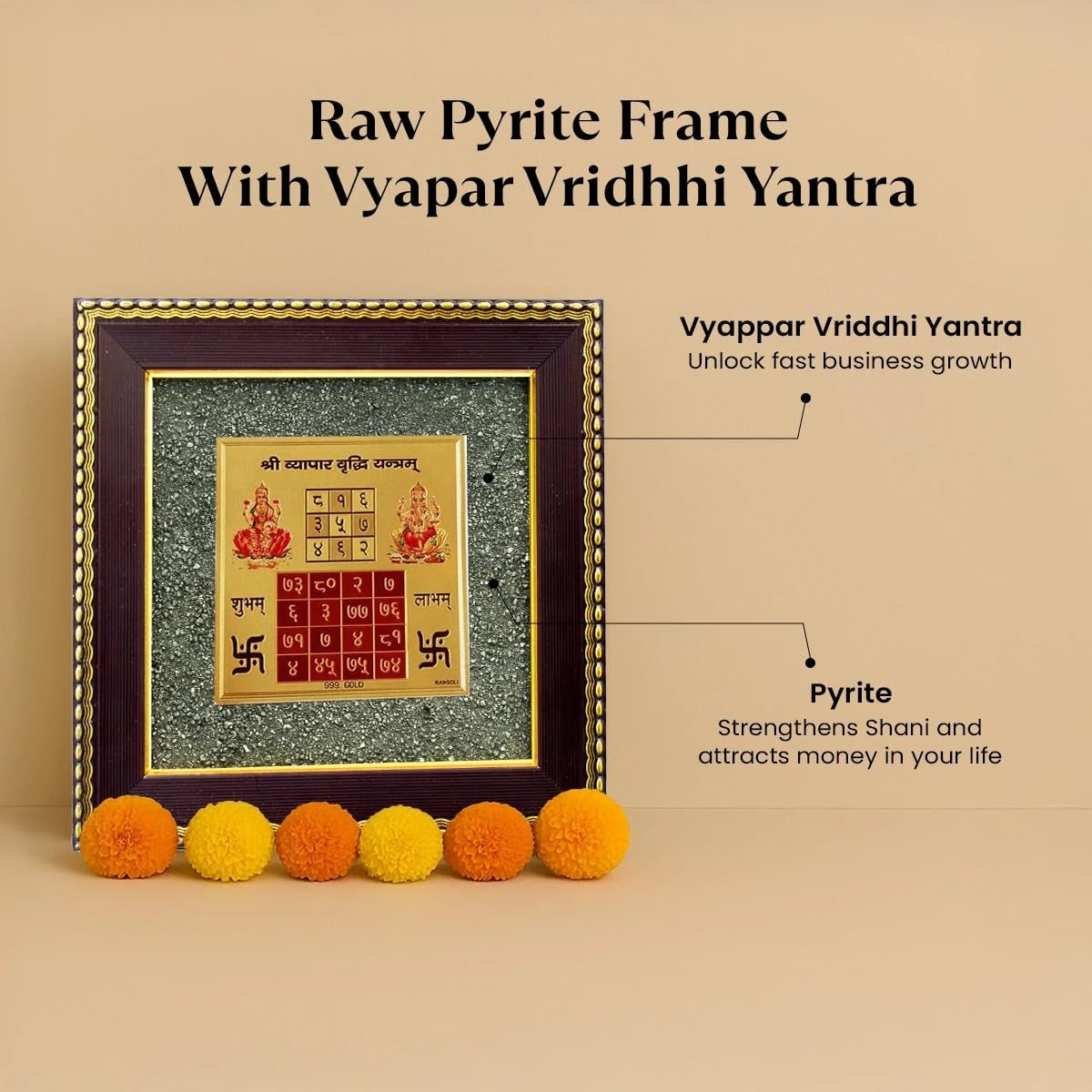 💼 Vyapar Vriddhi Yantra on Raw Pyrite Frame