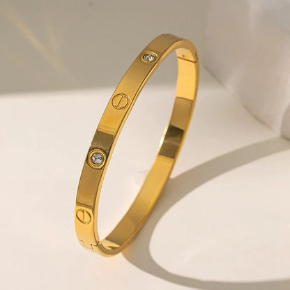 Gold and Crystal Studded Bangle Bracelet